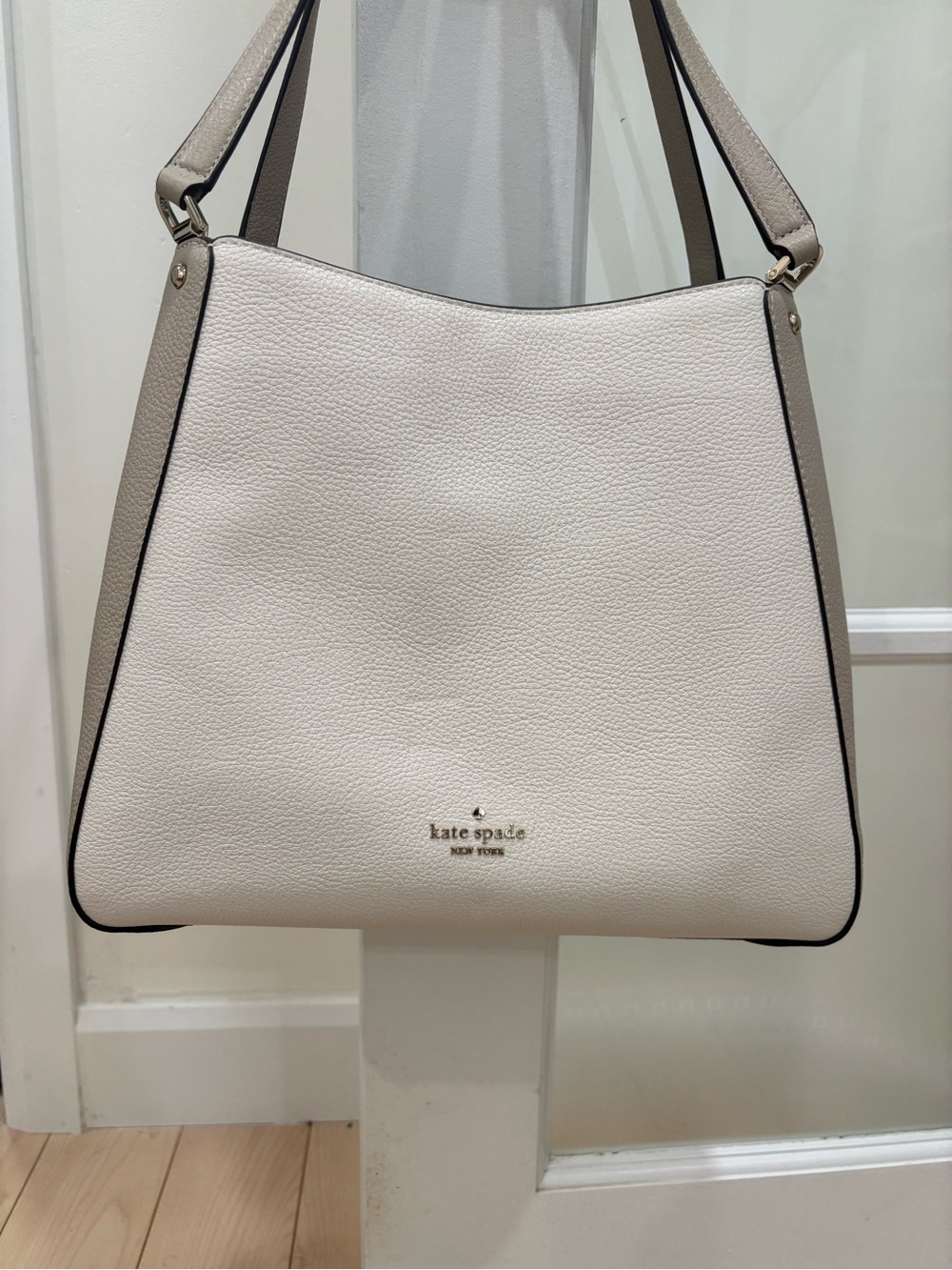 Kate Spade Leila 3-Compartment Shoulder Bag Ivory & Beige Leather WKR00316